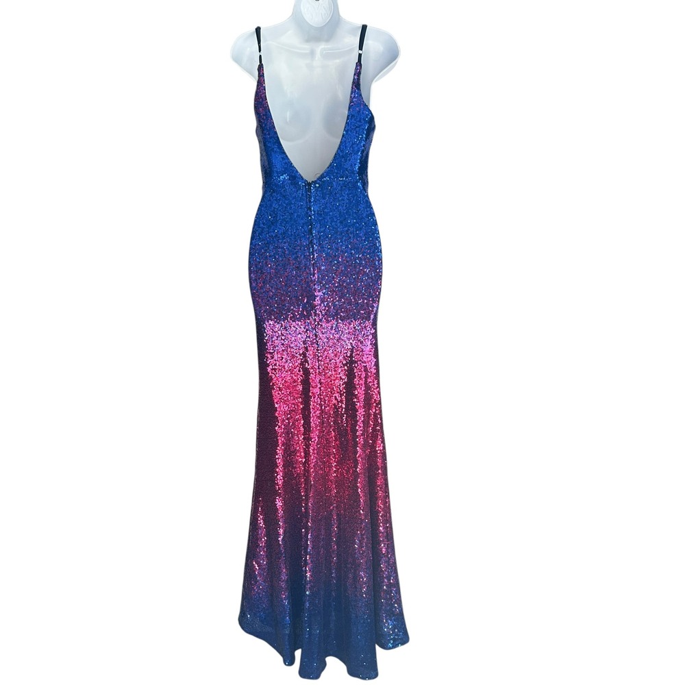 Shein Belle Sequin Gown Blue/Pink Formal Prom‎ XS Party Fairy Whimsical - Picture 2 of 11